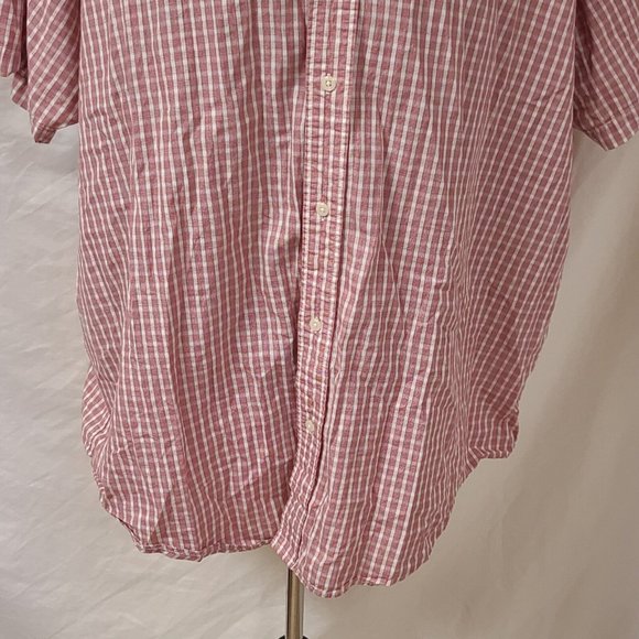 Steve and Barrys Mens XXXL Red Stripe Plaid Short Sleeve Button Up Shirt - Picture 4 of 12